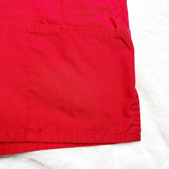 CHEROKEE Workwear Red Scrub V-neck Uniform Top Front Pockets - Picture 7 of 7